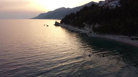 Sunset flight over the sea Stock Footage 158642481