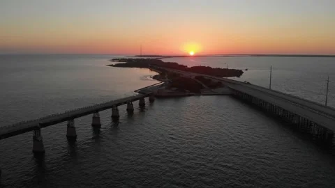 Sunset at Florida Keys Bridge Bahia Key Near Bahia Honda State Park Stock Footage 154663016