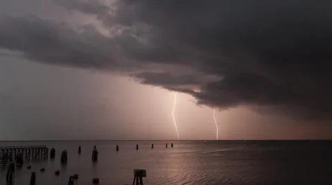 Sunset Florida Lightning Over Water Vidéo 40713394