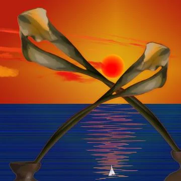 Sunset flowers Illustrazione stock