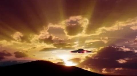 Sunset Flying Saucer UFO at Area 51 Video stock 7762802