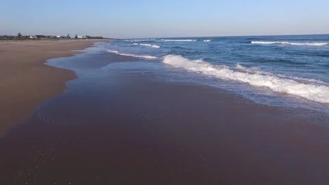 Sunset flyover of Australian eastern coastline beach Video stock 134128199