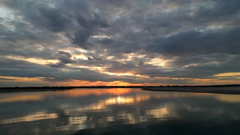 Sunset flyover water Stock Footage 246805500