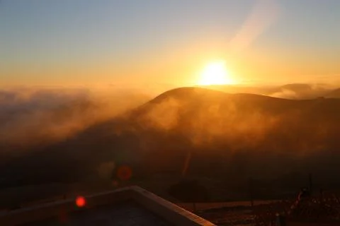 Sunset Fog Foto stock