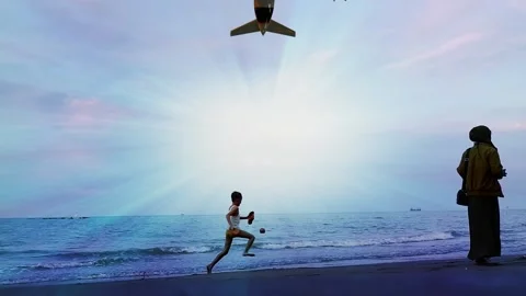Sunset footage on a beautiful beach 動画素材 226784627