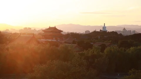 Sunset of Forbidden City Beijing Stock Footage 96206892