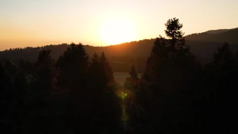 Sunset in the forest of La Marquesa National Park in Mexico (Drone Aerial) Stock Footage 248170830
