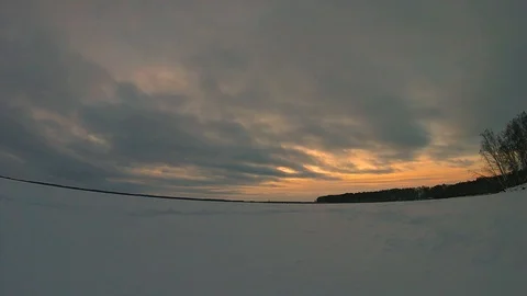 Sunset in the forest lake Stock Footage 123709889