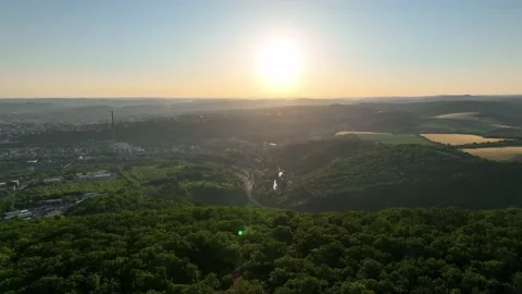 Sunset in the forest near the huge quarry in Brno, South Moravia, Czech republic Stock Footage 228436151