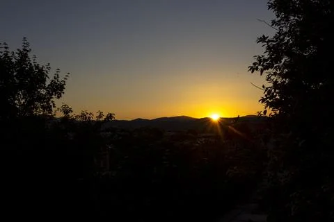 Sunset in the forest in Slovakia Stock Photos