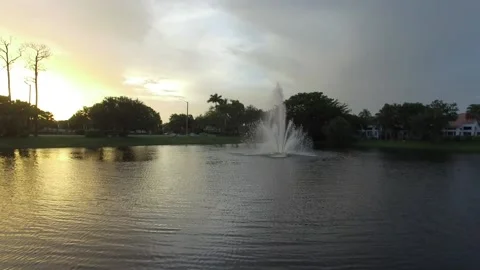 Sunset Fountain Lake Stock Footage 202159151