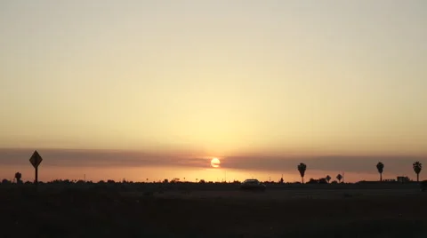 Sunset on freeway in Madera, California Stock Footage 64351645