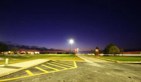 Sunset at a Freeway Rest Area Stock Photos