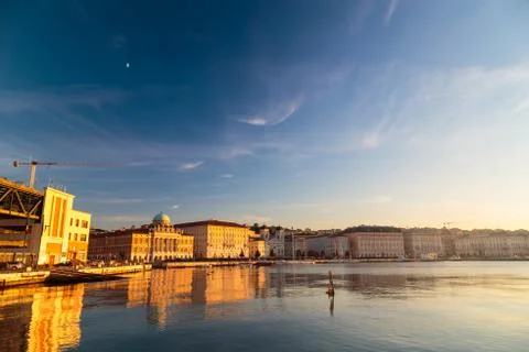 Sunset in front of the city of Trieste Stock Photos