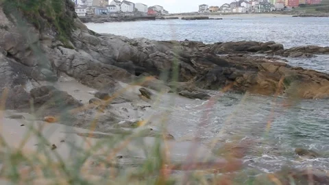 Sunset in front of San Cibrao, Spain Stock Footage 311011949