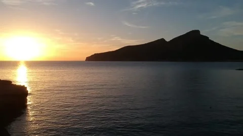 Sunset front with the sea on the horizon . Stock Footage 130335737
