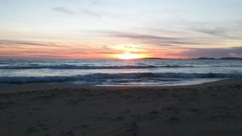 Sunset front with the sea on the horizon . Stock Footage 130335769
