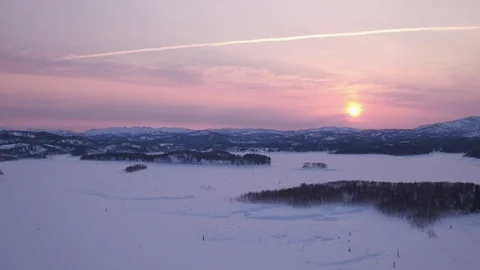 Sunset at Frozen Lake Video stock 101382338