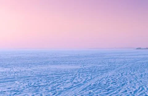 Sunset On The Frozen Window Stock Photos