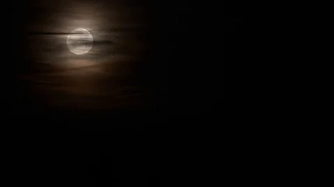Sunset full moons in the clouds in the early February morning. Time lapse. Stock Footage 124364521