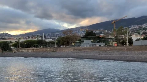 Sunset in Funchal at the beach Stock Footage 307793320