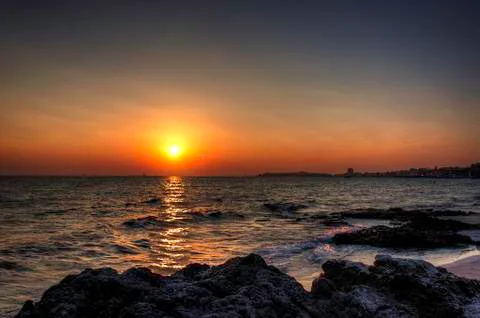 Sunset in gallipoli beach Stock Photos
