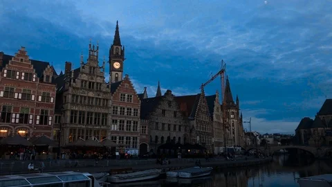 A sunset in Gand Stock Footage 91355797