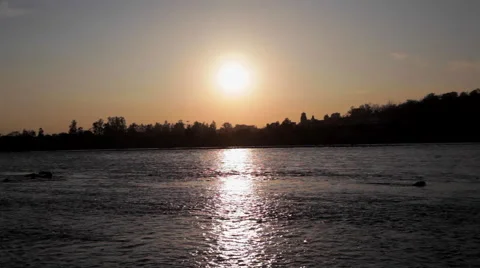 Sunset on Ganges River Video stock 41244410