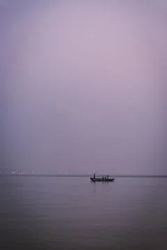 Sunset by the Ganges River in Varanasi Stock Photos