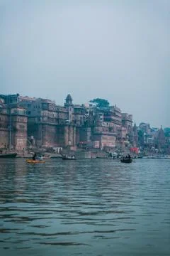Sunset by the Ganges River in Varanasi Stock Photos
