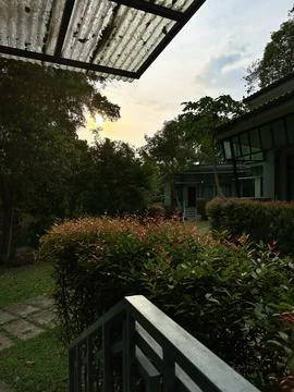 Sunset Garden View Stock Photos