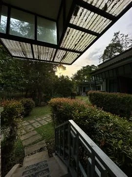 Sunset Garden View Stock Photos