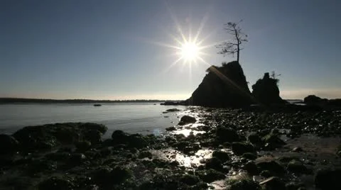 Sunset at Garibaldi Beach along Oregon Coast 1920x1080 Stock Footage 12109394