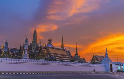 Sunset Gate Temple Emerald Buddha Grand Palace Bangkok Thailand Stock Photos
