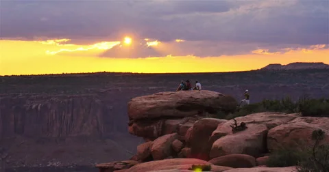 Sunset Gazing Tourists Stock Footage 44234684