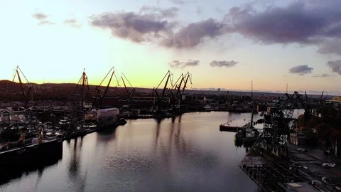 Sunset in Gdansk in port Stock Footage 122641005