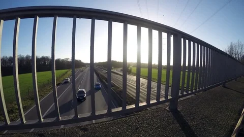 Sunset at German Autobahn / Highway - Time lapse Stock Footage 70779949