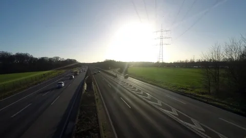 Sunset at German Autobahn / Highway - Time lapse Stock Footage 70779989