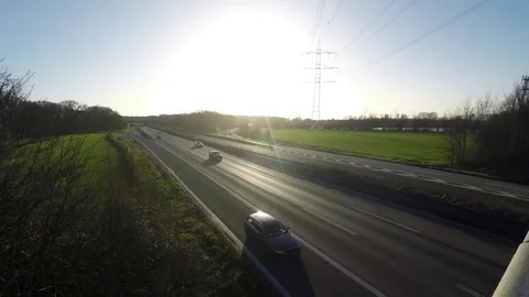 Sunset at German Autobahn / Highway - Time lapse Stock Footage 70780223