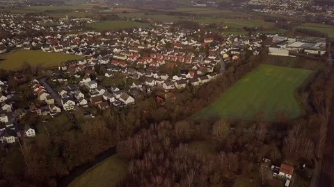 Sunset German Housing Area Drone Shot Stock Footage 103482946