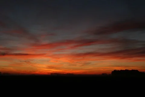 Sunset Germany with clouds and horizont. Timelapse Video stock 111724974