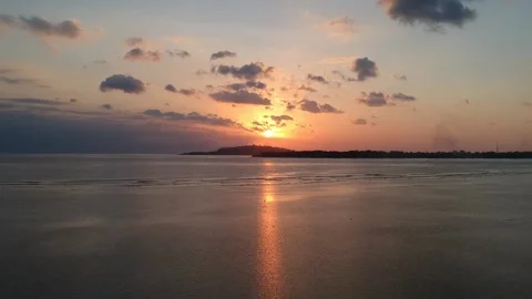 Sunset on Gili Air, Bali - Aerial footage, HD Stock Footage 137394251