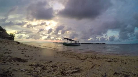 Sunset at Gili island time laps at the beach Stock Footage 75035234
