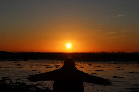 Sunset girl Stock Photos