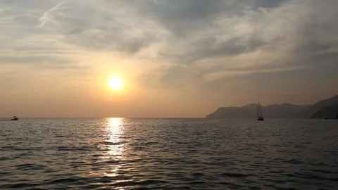 Sunset glitter path  in Italy Stock Footage 95647746