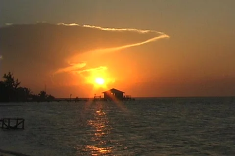 Sunset on Glovers Island Belize Stock Footage 119183