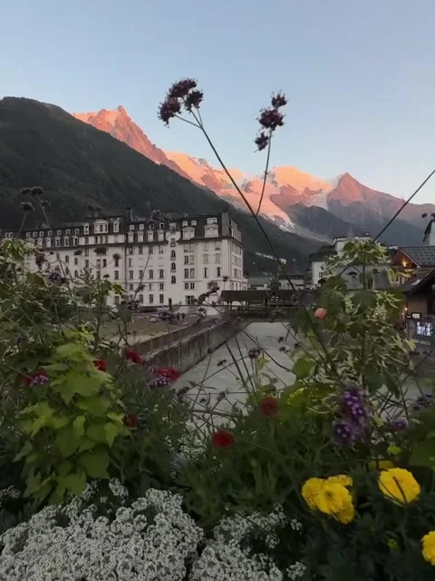 Sunset Glow on Alpine Mountain Resort Video stock 340870312
