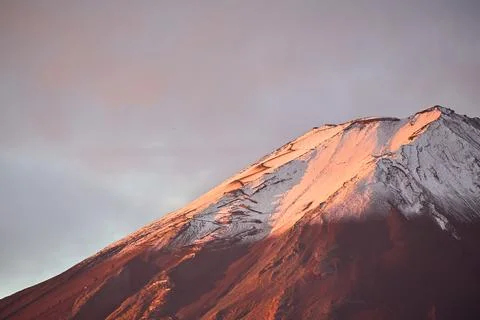Sunset Glow on Fuji Mountain Stock Photos
