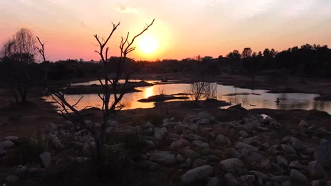 Sunset Glow Over the Lake Stock Footage 270370458