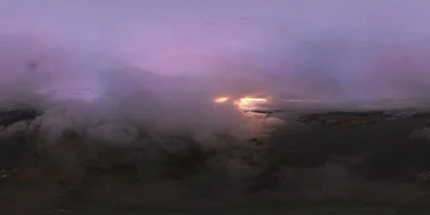 Sunset glowing between drifting clouds over fjord waters – Part6 Stock Footage 319092743